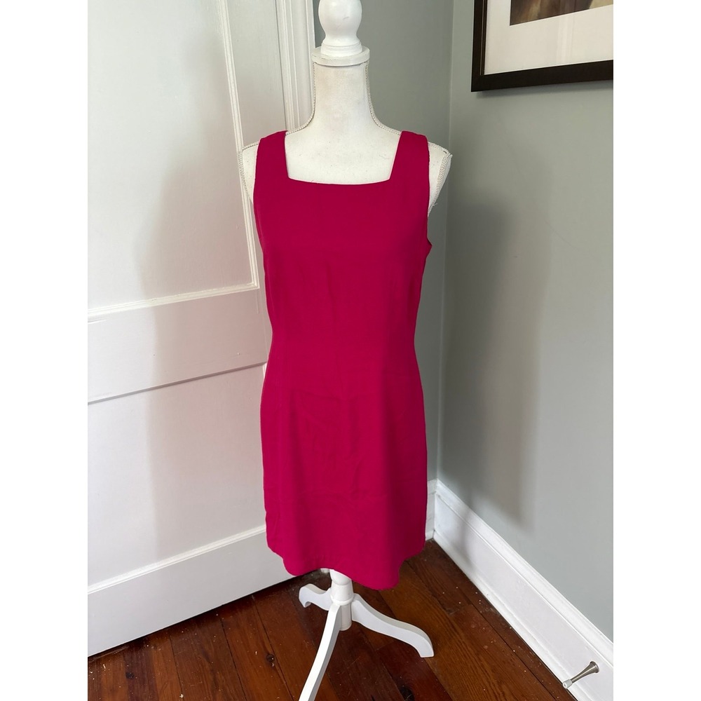 Vintage Rabbit Rabbit Rabbit Sleeveless Shift Dress Size 12 Hot Pink Lined